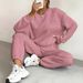 Women's Twisted Splicing Long Sleeve round Neck Tops And Cuffed Trousers Set European American Style Spring Autumn Wear_ecoleips.com