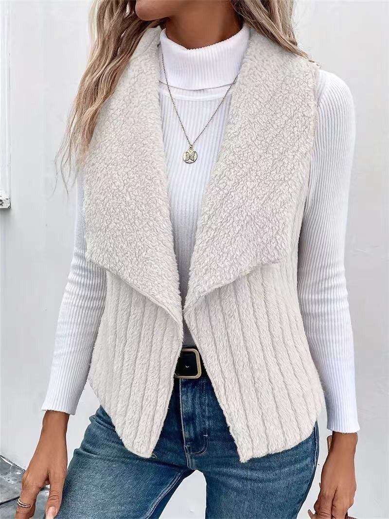 Women’s Sleeveless Vest Jacket – Slim-Fit Blazer Vest With Notch Lapel, Lightweight Stretchable Layering Piece_ecoleips.com