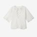 Women's Loose Fit V Neck Hollow out mid Length Sleeve Shirt Versatile Top for Spring/Summer New Niche Style_ecoleips.com