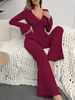 Foreign Trade Hot-Selling European And American Cross-Border Women's With Fleece Feel, V-Neck, Sleeves, Long Pants,_ecoleips.com