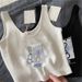 Summer 2022 New Style, Can Be Worn Outside, Slim-fit, Short, Cropped, Sleeveless, Inner Tank Top, White Knitted Camisole_ecoleips.com