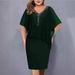 plus Size Women's Chiffon Patchwork Rhinestone Irregular mid Sleeve Dress 2023 New Cross Border Independent Website Q280_ecoleips.com
