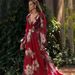 Winter Women's V Neck Long Sleeve Stretch Print Swing Dress European American Style Foreign Trade Large Size_ecoleips.com