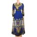 Women's Striped Clothing Printed Set Waist-Cinching Outerwear Muslim Robe Evening Dress_ecoleips.com