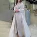 Women's Clothing autumn new round neck waist high waist slim long skirt robe coat three piece_ecoleips.com