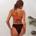 Women's Sexy Low-Waisted Two-Piece Swimsuit Solid Color Sequined Bikini With Laces European American Style Beach Swimwear_ecoleips.com