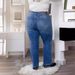 Women’s Clothing New Women's Jeans Women's Pants Straight Trousers Mid Waist Elastic Large Size Slightly Flared Frayed Edge_ecoleips.com