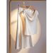 Women's Clothing Lady Small Fragrance Style Apricot Satin Top_ecoleips.com