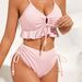 Two-Piece Women 2024 New Sexy High-Waist Huludao Swimwear Conservative Bikini Swimsuit For Hot Springs_ecoleips.com