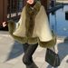 Women's Clothing New rex rabbit fur collar gradien autumn and winter shawl cape large size women's knitted cardigan jacket_ecoleips.com