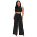 Women's Clothing Summer Women's Navel Baring Vest Straight Leg Flared Pants Casual Sports Two Piece Set_ecoleips.com