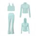 Women's 4-Piece Outfit Set - U-Neck Vest, Cropped Jacket, Hooded Jacket & Flare Pants - Stretchy Slim Fit Activewear For Hiking & Casual Wear_ecoleips.com