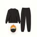 Women's Fleece Lined Long Sleeve Sweatshirt And Jogging Pants Set Cheetah Logo Print Casual Autumn Winter Two Piece Outfit_ecoleips.com