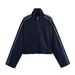Women's Clothing Spring And Summer New European And American Style Women's Fashion Splicing Striped Denim Jacket Pants_ecoleips.com