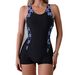 Women's One-Piece Swimsuit Floral Print Color Blocking Modest Athletic Swimwear Built-In Bra Lining Competition Training_ecoleips.com