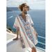 Women's V Neck Striped Dress European American Style Loose Beach Fashionable Casual Clothing 2026 New_ecoleips.com