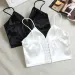 Sexy Satin Crop Tops Women Wireless Bralette Crochet Top Female Spaghetti Strap T-shirt Cropped With Chest Padded Camisole_ecoleips.com