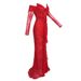Women's Clothing New V Neck Long Sleeved Lace High Grade High Waist Pleated Fishtail Skirt Wedding Banquet Women's Dress Summer_ecoleips.com