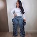 Women's Clothing Women's Style Denim Cargo Pants Straight Leg Trousers With Multiple Pockets Street Style Unique Design_ecoleips.com