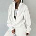 2026 Spring New European And American Women's Fashion Solid Color Fleece Sports Sweatshirt Casual Suit For Women_ecoleips.com