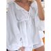 Summer Cotton-Poplin Bubble-Sleeve Fashion Casual Set With V-Neck, Ties, Ruffles, And Loose Comfort_ecoleips.com