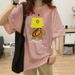 Premium Grey Mid-Length Oversized T-Shirt for Women Short Sleeve Loose Fit Bear Shaped round Neck Covers Hips New Style_ecoleips.com