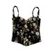 Aria Basics Aria Basics New Retro Print Lace-Up Fishbone Bra Floral Niche Strapless Slimming Padded Vest_ecoleips.com