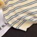 Women's Clothing Ice Silk Short Sleeved T Shirt Thin Design Niche Striped Sweater Top_ecoleips.com