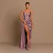 Women's Clothing Elegant Evening Gown Slim Fit V Waist Satin Slit Transparent Shoulder Strap Sexy Women's Party Wear_ecoleips.com