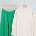 K Fashion Casual Suit For Women; Half-turtleneck Striped Sweater With Wide-leg Pants Two-piece Set_ecoleips.com