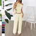 Women's Wide Leg Pants Vest Two-Piece Set Casual Vacation Wear Spring Summer_ecoleips.com