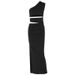 New Arrival Asymmetrical One Shoulder Hollow Out Dress Bodycon Sexy Clubwear High Slit Irregular Hem Mini Dress For Women_ecoleips.com