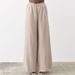 Suitable For All Seasons 2025 Spring/Summer New High-Waisted Elastic Waist Cotton Linen Loose Long Women's Thin Casual Draped Wide-Leg Pants_ecoleips.com