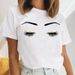 Summer New Arrivals: Spring/Summer Women's Eyelash Print Letter Casual T-Shirt, Simple T-Shirt For Women_ecoleips.com