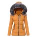 Women's Clothing Men’s & Women’s Slim-Fit Faux Fur-Trimmed Padded Coat – Warm Winter Jacket With Detachable Hood (Yellow, Red, Gray, Black)_ecoleips.com
