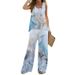 Printed Casual Two-Piece Vest With Elastic Waist Long Pants Women's Set_ecoleips.com