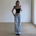 Women's Clothing Retro High Street Jeans Washed Light Blue Design Straight Mopping Pants Loose Trousers_ecoleips.com
