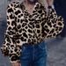 Verve 2025 Autumn Winter New Leopard Print Shirt Women Fashion Casual Turn-down Collar Puff Sleeve Top_ecoleips.com