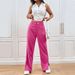 Voya 2026 European And American Women's Corduroy Straight-leg Pants With Slit At The Hem, Fashionable Trendy Women's Casual Pants_ecoleips.com
