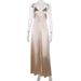 XY24609 Women's Elegant Long Dress Autumn V Neck Backless Satin Suspender Sexy And Stylish_ecoleips.com