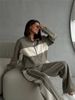 Fashion Women's Clothing New Long-sleeved Contrasting Color Sweatshirt Trousers Casual Suit Autumn And Winter Suit Women_ecoleips.com