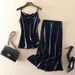 Satin Acetate For Women 2025 Summer New Small Strap Vest Draped Bodycon Skirt Two-Piece Set_ecoleips.com