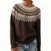 Women's Fashion Round Neck Pullover Sweater - Soft Loose Knit Sweater For Women, Comfortable & Stylish Casual Winter Wear_ecoleips.com