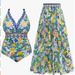 New 2026 Women's Retro One Piece Swimsuit European American Style Hot Spring Two Piece Resort Set Dress_ecoleips.com