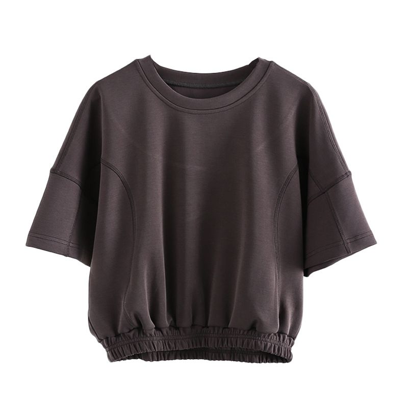 Breathable Copper Ammonia Raylon Layered Crop Top - Slim Fit Short Sleeve T-Shirt For Women, Streetwear & Gym Wear_ecoleips.com