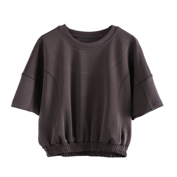 Breathable Copper Ammonia Raylon Layered Crop Top - Slim Fit Short Sleeve T-Shirt For Women, Streetwear & Gym Wear_ecoleips.com