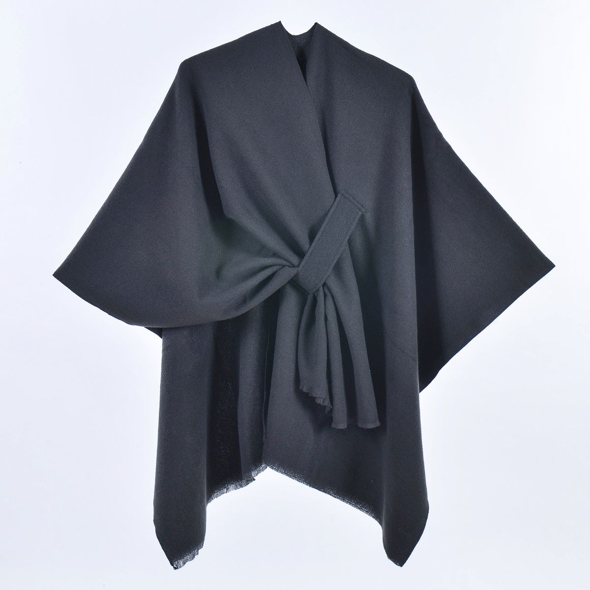 K New Women's Warm Cloak Simple Double-sided Solid Color Split Outerwear Shawl_ecoleips.com