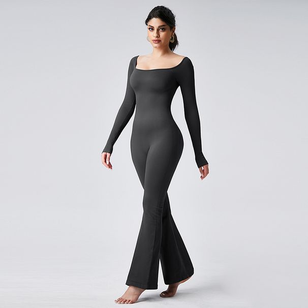 3-Color Seamless Yoga Jumpsuit – High-Waisted Bootcut Leggings For Women (Coffee/Black/Gray, S-L) – Butt-Lifting & Breathable_ecoleips.com
