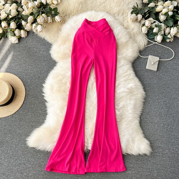Women's Clothing Ins Wear Casual Pants Female Niche High Waist Slim Fit Flared Trousers Sexy Body Showing Yoga Pants_ecoleips.com