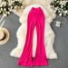 Women's Clothing Ins Wear Casual Pants Female Niche High Waist Slim Fit Flared Trousers Sexy Body Showing Yoga Pants_ecoleips.com